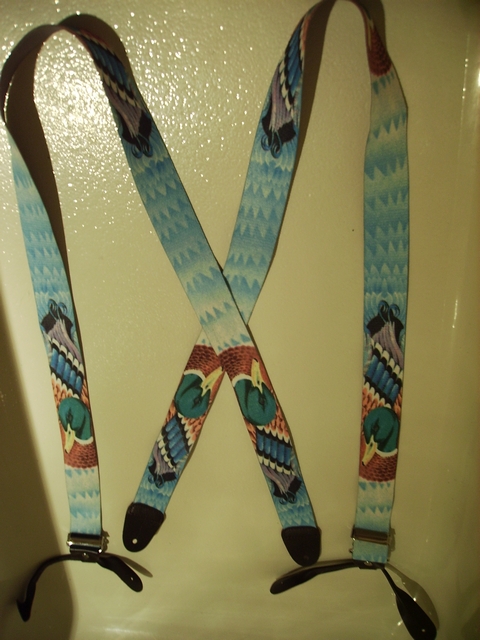 BUTTON-ON WILDLIFE DUCK Suspenders 1 1/2 inches wide and 48 inches long UB120N48WLDK